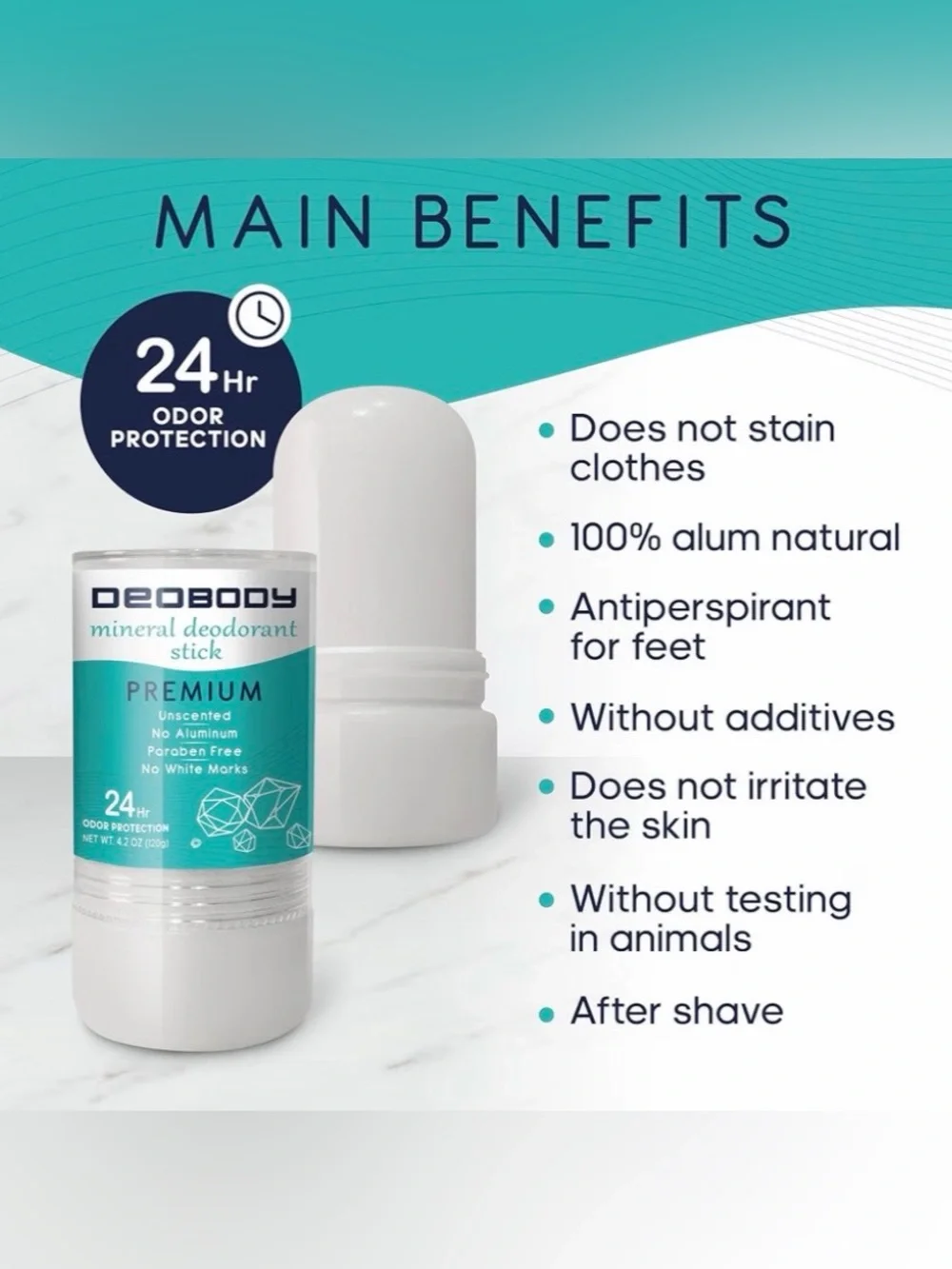 DEOBODY Mineral Deodorant Stick Unscented Aluminum-Free ~ New